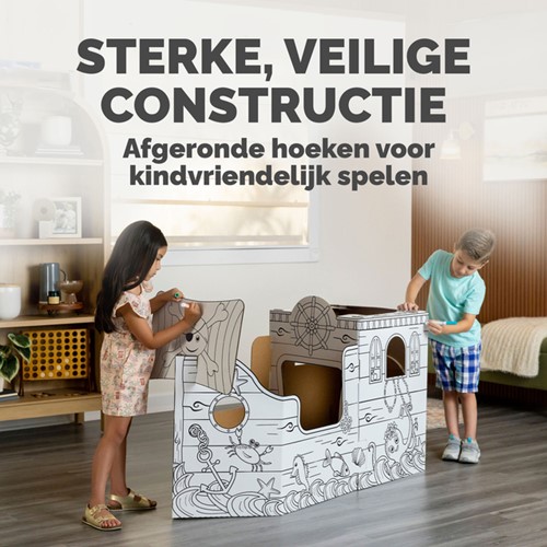 Kartonnen Piratenschip XL Bankers Box Play inkleurbaar-2