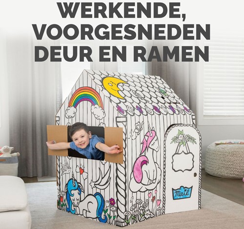 Kartonnen speelhuis XL Eenhoorn Bankers Box Play inkleurbaar-3
