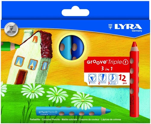 Kleurpotlood LYRA Groove Triple One 12 kleuren 12 Stuk