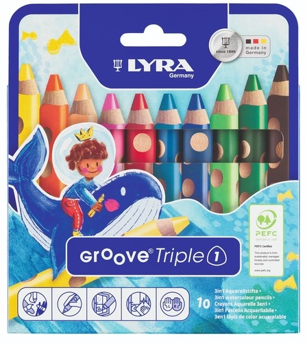Kleurpotlood LYRA Groove Triple One 10 kleuren 10 Stuk