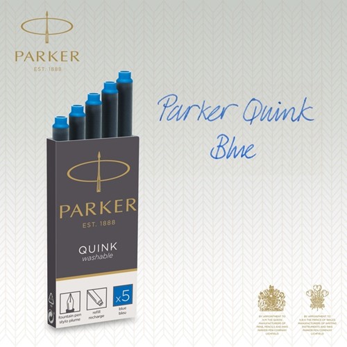 Inktpatroon Parker Quink uitwasbaar blauw 5 stuks 5 Stuk-1