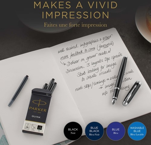 Inktpatroon Parker Quink uitwasbaar blauw 5 stuks 5 Stuk-2
