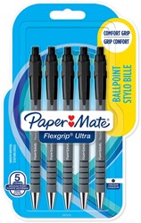 Balpen Paper Mate Flexgrip Ultra M zwart 5 stuks 5 Stuk