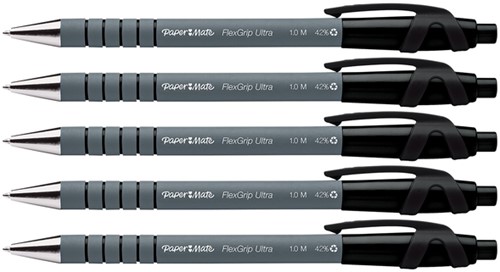 Balpen Paper Mate Flexgrip Ultra M zwart 5 stuks 5 Stuk-2