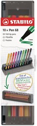 Viltstift STABILO Pen 68 M clickset à 10 kleuren 10 Stuk