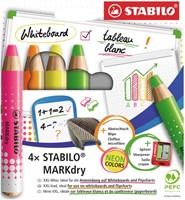 Whiteboardpotlood STABILO MARKdry 4st neon kleuren 6 Stuk