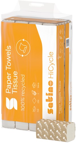 Handdoek Satino PT2 HiCycle z-vouw 2-laags 206x240mm 25x150 vel wit 278550