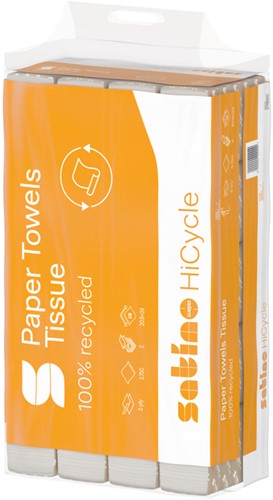 Handdoek Satino PT2 HiCycle z-vouw 2-laags 206x240mm 25x150 vel wit 278550-3
