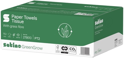 Handdoek Satino PT2 GreenGrow 2laags 278610 25 pak