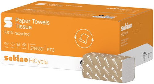 Handdoek Satino PT3 HiCycle c-vouw 2-laags 250x320mm 24x128 vel wit 278530