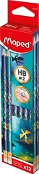 Potlood Maped Dragon HB met gum assorti 12 stuks