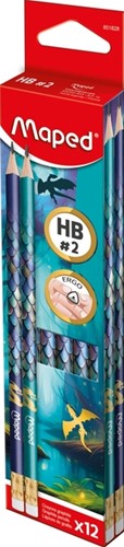Potlood Maped Dragon HB met gum set à 12 stuks assorti