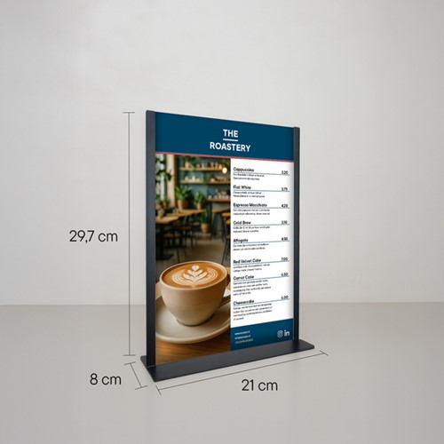 Kaarthouder Europel zwart metaal met acryl bord A4 1 Stuk-2