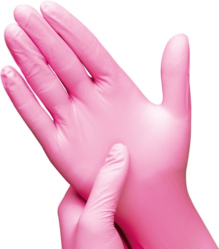 Handschoen Hynex nitril M roze 3.5gr 100 stuks 100 Stuk-2