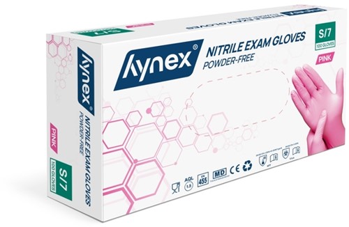 Handschoen Hynex nitril S roze 3.5gr 100 stuks 100 Stuk