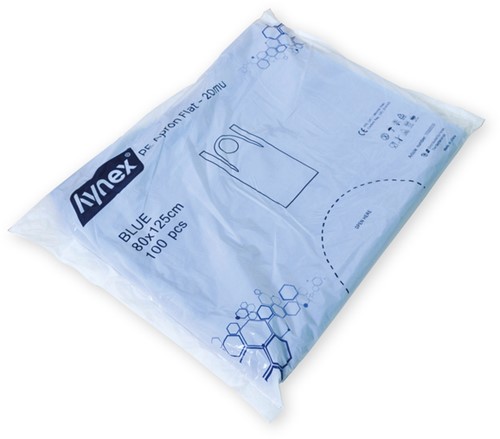 Schort Hynex 80x125cm PE blauw 100 stuks 100 Stuk