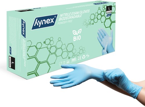 Handschoen Hynex nitril Bio L blauw 3.5gr 100st 100 Stuk