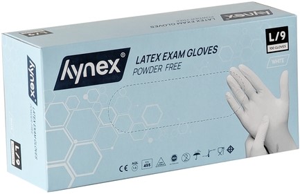 Handschoen Hynex latex L wit 5g 100 stuks 100 Stuk