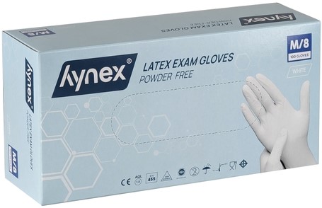 Handschoen Hynex latex M wit 5gr 100 stuks 100 Stuk