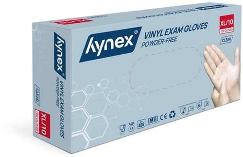 Handschoen Hynex vinyl XL tr 4.5gr 100 stuks 100 Stuk