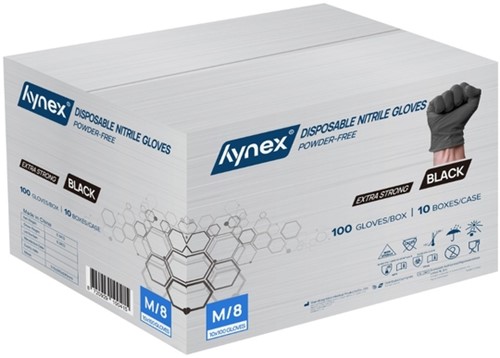 Handschoen Hynex nitril M zwart 5gr 100 stuks 100 Stuk-1