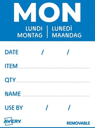 Etiket Avery HACCP maandag-blauw 40x56mm 500st 500 Stuk-2