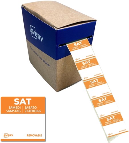 Etiket Avery HACCP zaterdag-oranje 25x25mm 1000st 1000 Stuk