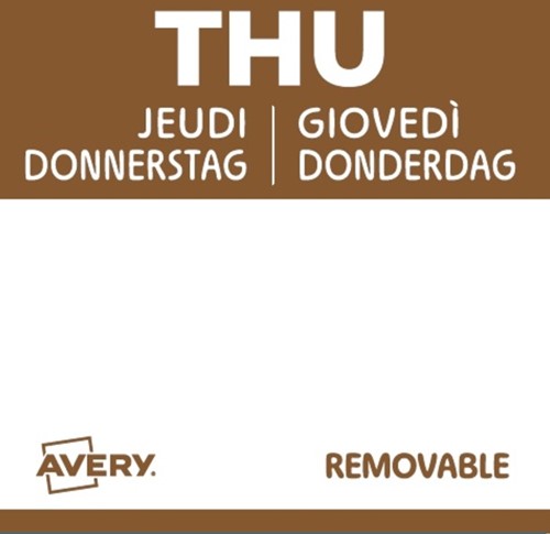 Etiket Avery HACCP donderdag-bruin 25x25mm 1000st 1000 Stuk-2