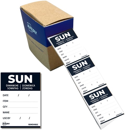 Etiket Avery HACCP zondag-zwart 40x56mm 500st 500 Stuk