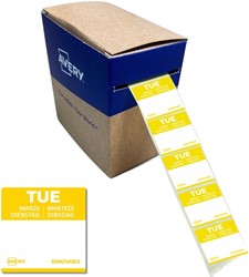 Etiket Avery HACCP dinsdag-geel 25x25mm 1000st 1000 Stuk