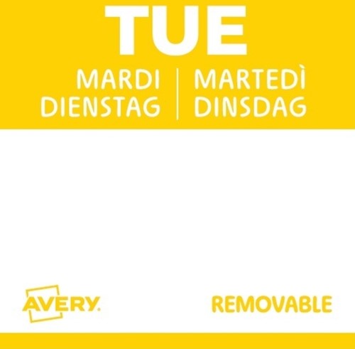 Etiket Avery HACCP dinsdag-geel 25x25mm 1000st 1000 Stuk-2