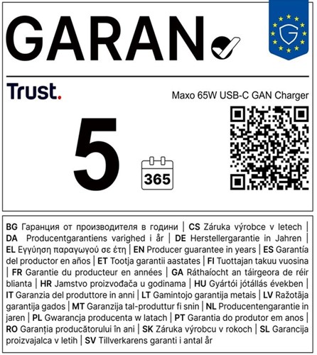 Oplader Trust Maxo 65W USB-C GAN zwart-3
