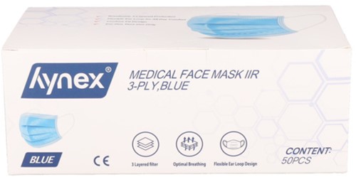 Mondmasker Hynex IIR 3-laags 50 stuks blauw 50 Stuk-2