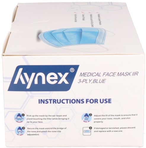 Mondmasker Hynex IIR 3-laags 50 stuks blauw 50 Stuk-3