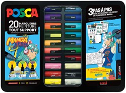Paintmarker Uni POSCA Manga Hero ass koffer 20st 1 Stuk