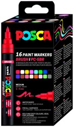 Paintmarker Uni POSCA PC-5BR brushpunt M ass 16st 16 Stuk