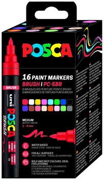 Paintmarker Uni POSCA PC-5BR brushpunt M ass 16st 16 Stuk