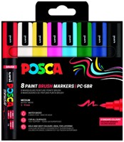 Paintmarker Uni POSCA PC-5BR brushpunt M ass 8st 8 Stuk