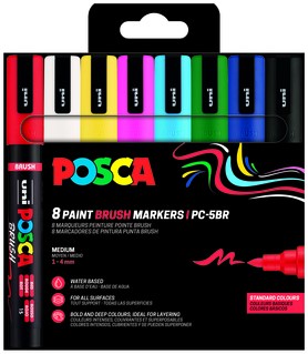 Paintmarker Uni POSCA PC-5BR brushpunt M ass 8st 8 Stuk