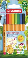 Fineliner STABILO point 88 Animal Vibes mini fijn assorti 8 stuks