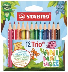 Kleurpotloden STABILO Trio dik Short Animal Vibes mini assorti 12st