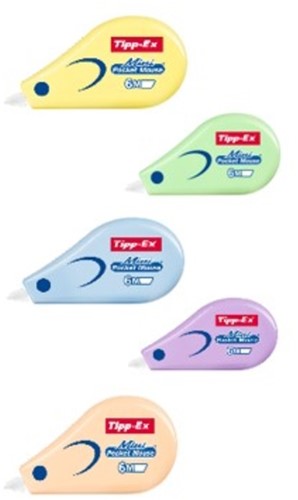 Correctietape Tipp-Ex mini pocket mouse 5mmx5m pastel assorti