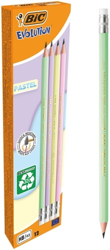 Potlood Bic HB met gom pastel assorti-2