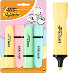 Markeerstift Bic blister à 4 pastelkleuren 4 Stuk