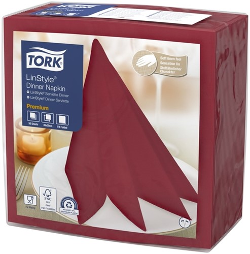 Dinerservet Tork Linstyle Premium bordeaux 478885 50 Vel