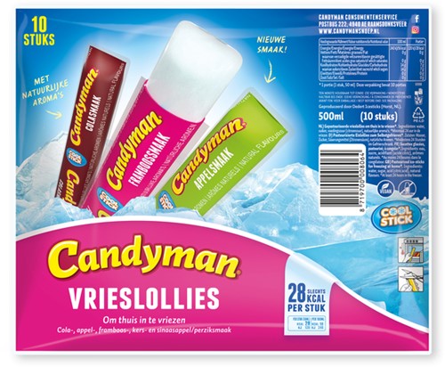 Vrieslolly Candyman 50ml zak 10 stuks 10 Stuk