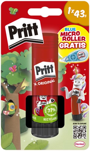 Lijmstift Pritt Stick 43gr + gratis corr. roller 2 Stuk