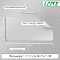 Bureau-onderlegger Leitz 80x40cm oprolbaar grijs-2