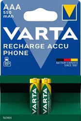 Batterij VARTA oplaadbaar Accu Phone 2x AAA 550mAh 2 Stuk