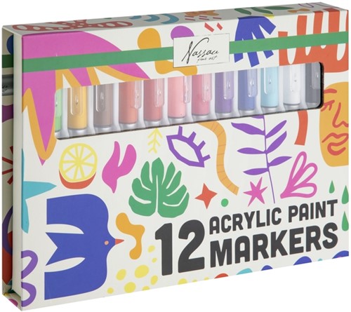 Acrylmarkers Nassau set à 12 kleuren 1 Doos